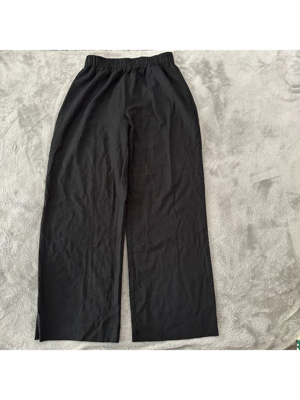 American Tall Linen Blend Black Pull On Wide Leg Pants Women's size Large Long
